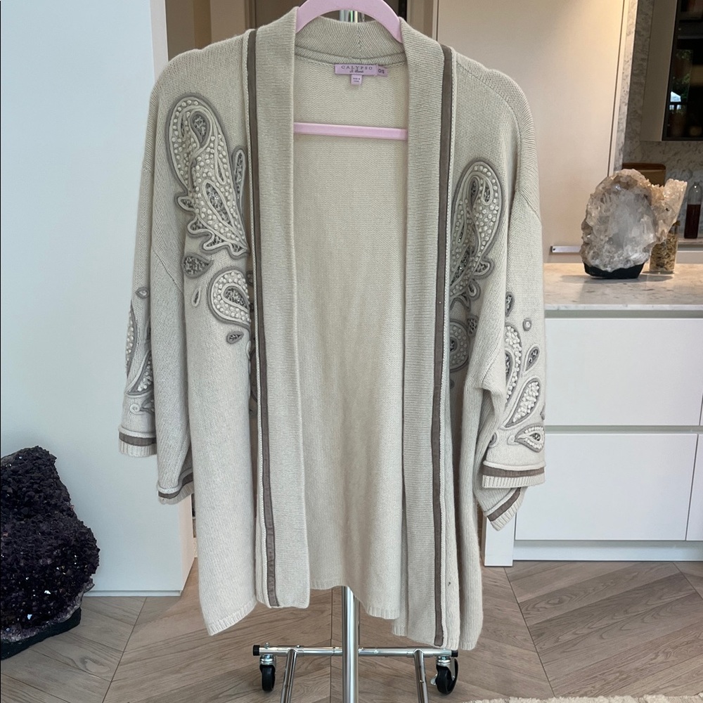 Calypso St. Barth Cream Embroidered Cardigan